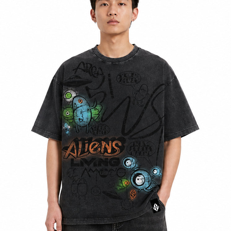 Aliens among us tee Black