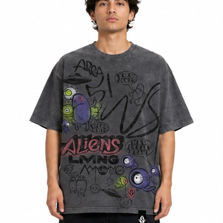 Aliens among us tee Grey