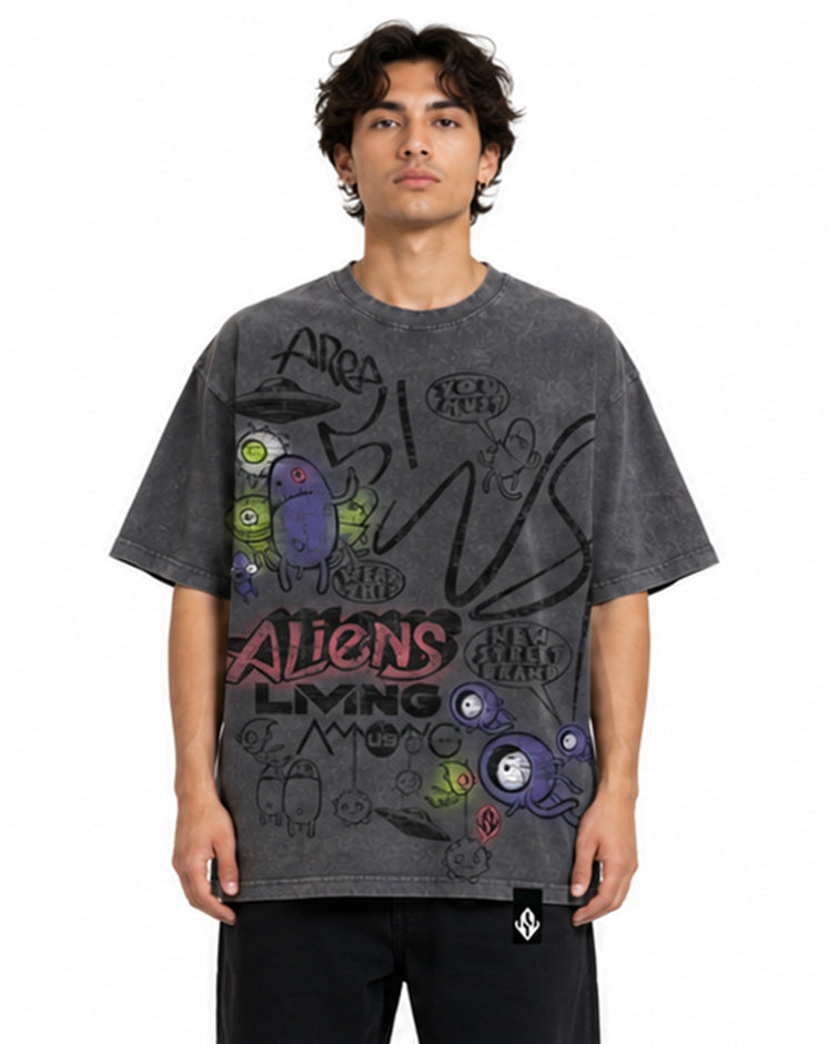 Aliens among us tee Grey